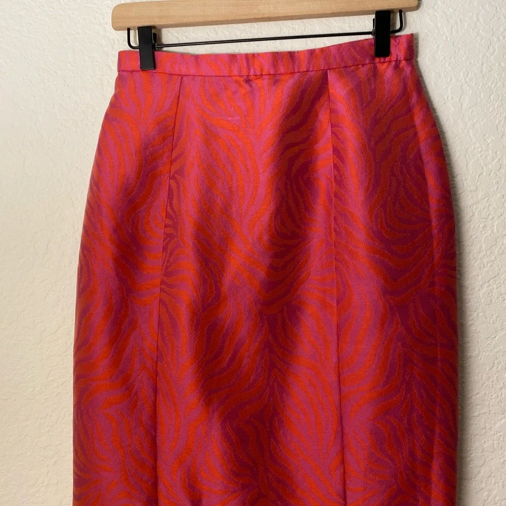Roland Nivelais fushia silk pencil skirt size 6 - Picture 2 of 8